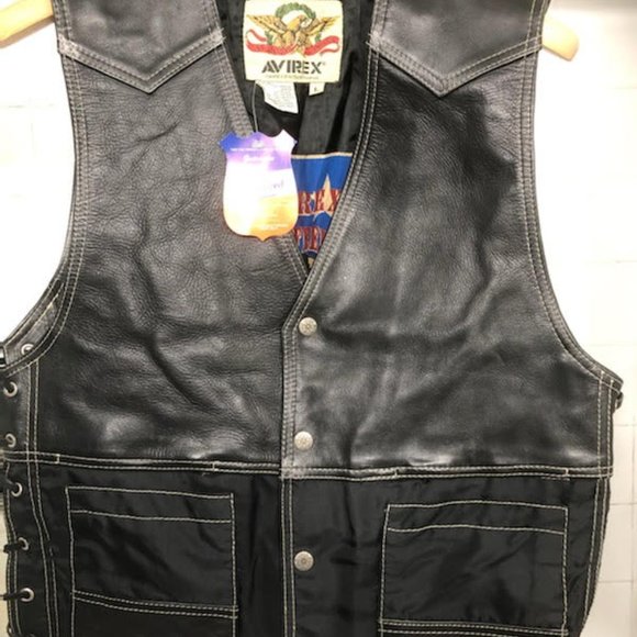LIMITED EDITION AVIREX LEATHER MOTO BIKER VEST SIZE LARGE - Picture 4 of 13